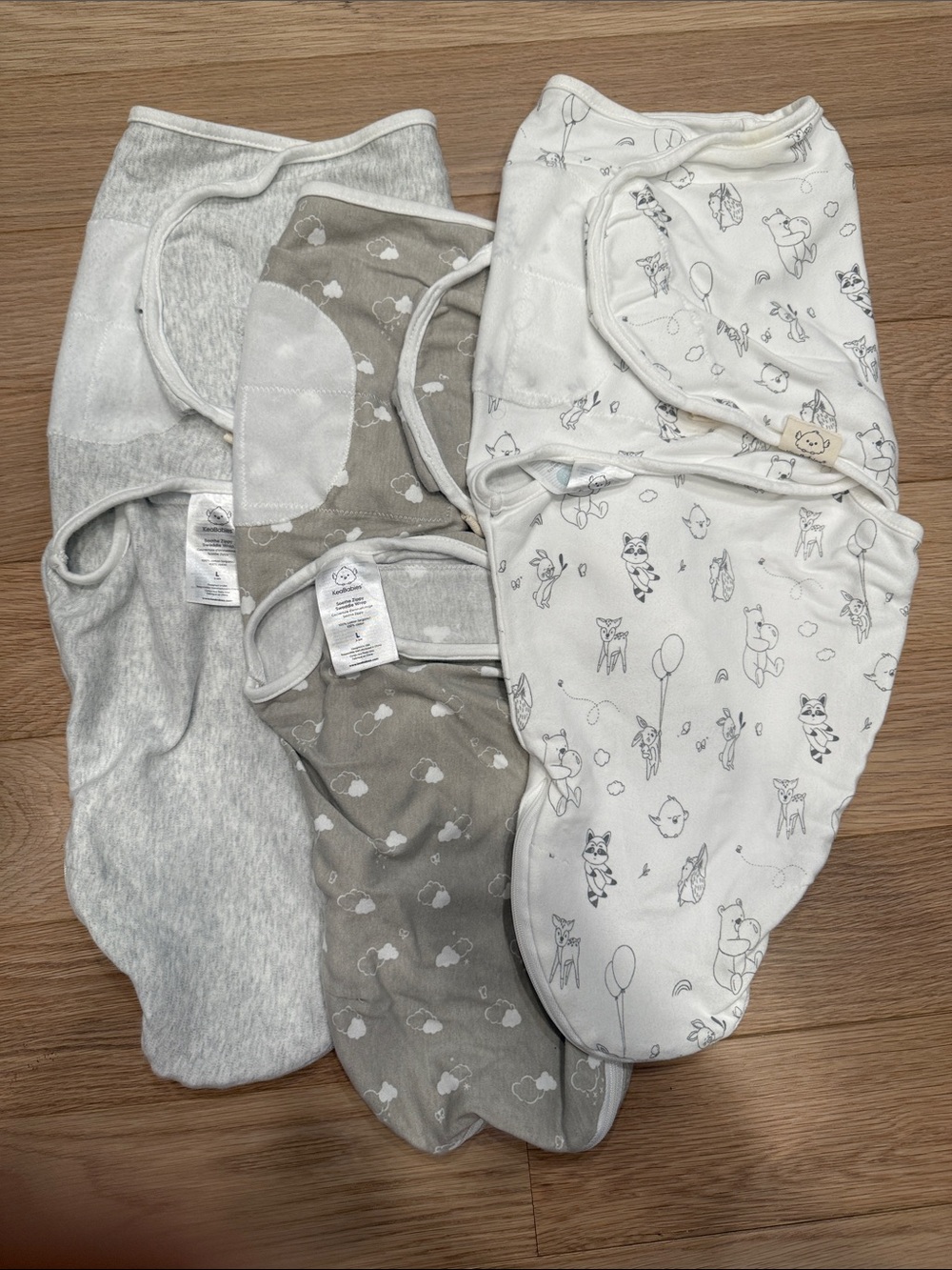 Neutral Gray & Cream Baby Swaddle Set of 3 - Soft Stretch sleepsacks